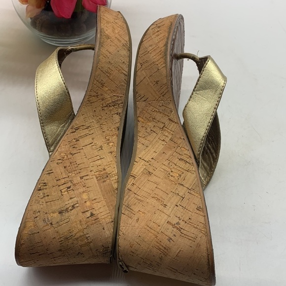 Sam Edelman Gold Cork Wedge Sandal Sz 8.5. MCW0654D - Picture 9 of 10